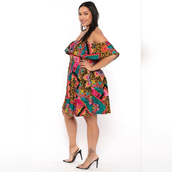 NEW NWOT CurvySense Plus Size Fuchsia/Teal Victorian Print Dress Size 3XL - Picture 5 of 8